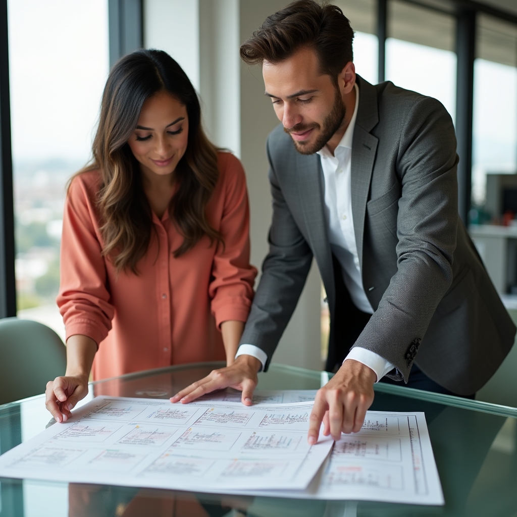Content marketing manager and product manager comparing a roadmap and content calendar side by side